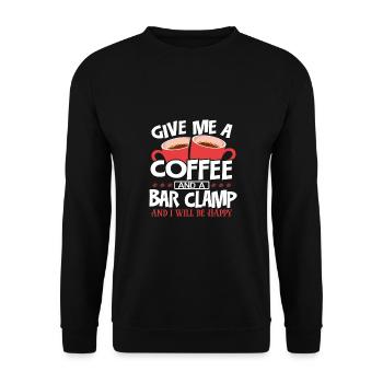 Cadeau de menuisier Donnez-moi du café et une pince de bar Be - Sweat-shirt Unisexe - noir - Devant - Alina (178cm) & Michal (187cm)