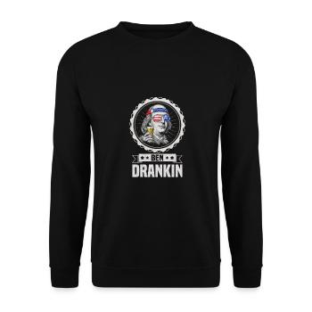 Ben Drankin Lustig 4. Juli Amerikanische Flagge - Unisex Pullover - Schwarz - Vorne - Alina (178cm) & Michal (187cm)