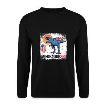 Patriotic Amerisaurus Rex Fun Dinosaur Waving - Unisex Sweatshirt - black - Front - Alina (178cm) & Michal (187cm)