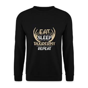 Taxidermie Geschenk Essen Schlaf Taxidermie Wiederholen Spaß - Unisex Pullover - Schwarz - Vorne - Alina (178cm) & Michal (187cm)