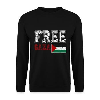 Free Gaza, Palestine Flag, Save Gaza, Palestina - Unisex Sweatshirt - black - Front - Alina (178cm) & Michal (187cm)