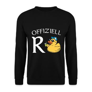 Rente Ente Rentner Ruhestand Geschenk - Unisex Pullover - Schwarz - Vorne - Alina (178cm) & Michal (187cm)