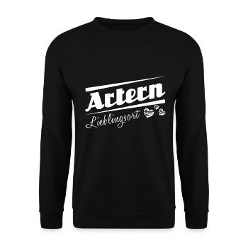 Artern - Lieblingsort mit Stadtnamen - Unisex Pullover - Schwarz - Vorne - Alina (178cm) & Michal (187cm)