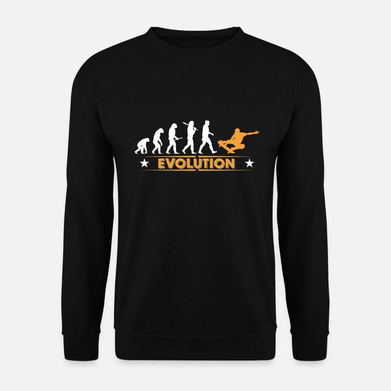 Skateboard Evolution - orange/weiss - Unisex Pullover - Schwarz