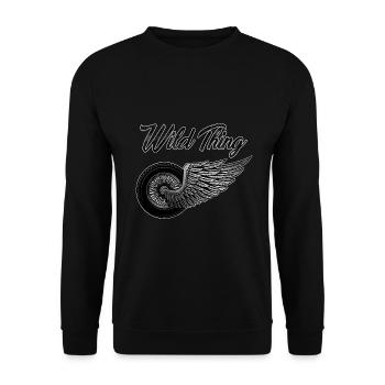 Wild Thing Motorrad Flügel Frau Geschenkidee - Unisex Pullover - Schwarz - Vorne - Alina (178cm) & Michal (187cm)