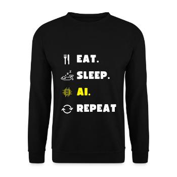 AI Künstliche Intelligenz Coding Geschenk lustig - Unisex Pullover - Schwarz - Vorne - Alina (178cm) & Michal (187cm)