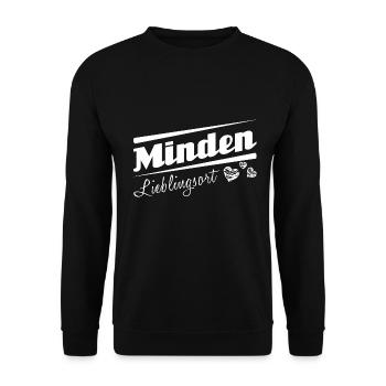 Minden - Lieblingsort mit Stadtnamen - Unisex Pullover - Schwarz - Vorne - Alina (178cm) & Michal (187cm)