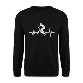 BMX Bike Biker Bike Heartbeat Heart Gift - Unisex Sweatshirt - black - Front - Alina (178cm) & Michal (187cm)