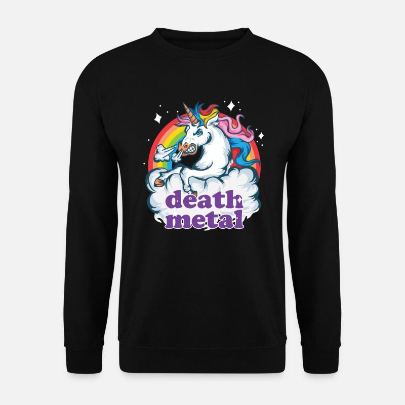 Death Metal Einhorn Geschenk Heavy Musik Unicorn - Unisex Pullover - Schwarz