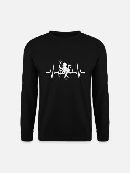 Krake Tintenfisch Oktopus Tentakeln EKG Geschenk - Unisex Pullover - Schwarz
