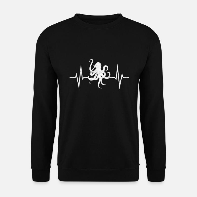 Krake Tintenfisch Oktopus Tentakeln EKG Geschenk - Unisex Pullover - Schwarz