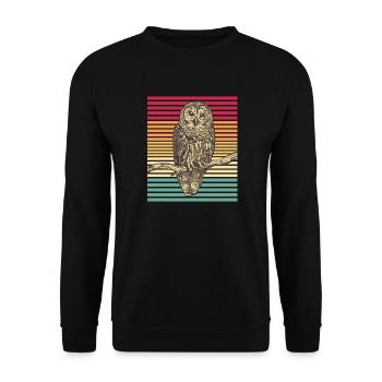 Hibou oiseau de rapace Retro Raykauz cadeau - Sweat-shirt Unisexe - noir - Devant - Alina (178cm) & Michal (187cm)
