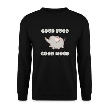 Fat Elephant Eating Fat Comic Gift Funny - Unisex Sweatshirt - black - Front - Alina (178cm) & Michal (187cm)
