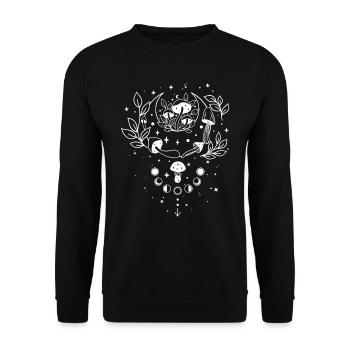 Soleil Lune et champignons - Sweat-shirt Unisexe - noir - Devant - Alina (178cm) & Michal (187cm)
