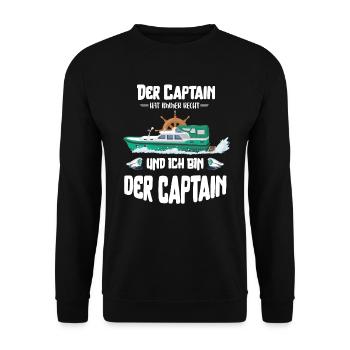 Der Captain hat immer Recht und ich bin d. Kapitän - Unisex Pullover - Schwarz - Vorne - Alina (178cm) & Michal (187cm)