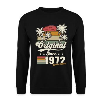 Geburtstagsgeschenk Frau Vintage Mann 1972 - Unisex Pullover - Schwarz - Vorne - Alina (178cm) & Michal (187cm)