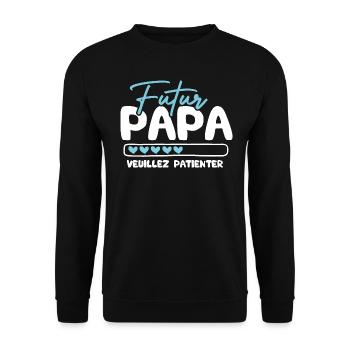 Futur papa veuillez patienter - Sweat-shirt Unisexe - noir - Devant - Alina (178cm) & Michal (187cm)