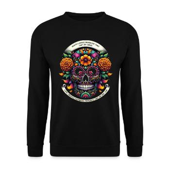 Eternal Marigold Calavera - Unisex Sweatshirt - black - Front - Alina (178cm) & Michal (187cm)