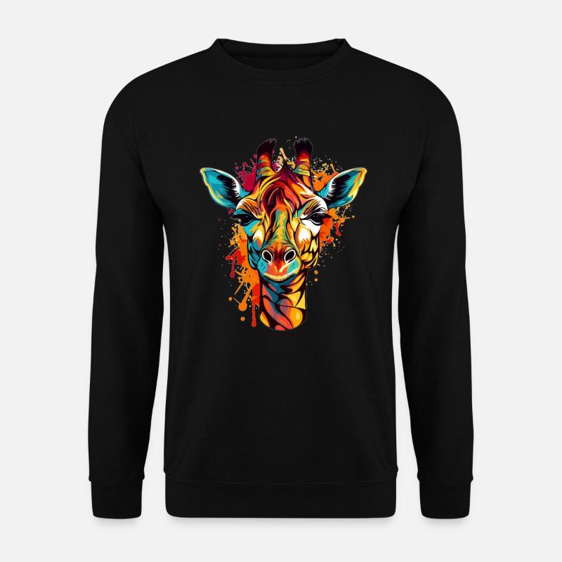 Bunte Giraffe im Splash-Look - Unisex Pullover - Schwarz