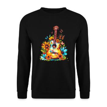 Guitare colorée avec des fleurs - Sweat-shirt Unisexe - noir - Devant - Alina (178cm) & Michal (187cm)