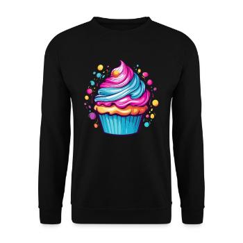 Bunter Cupcake - Unisex Pullover - Schwarz - Vorne - Alina (178cm) & Michal (187cm)