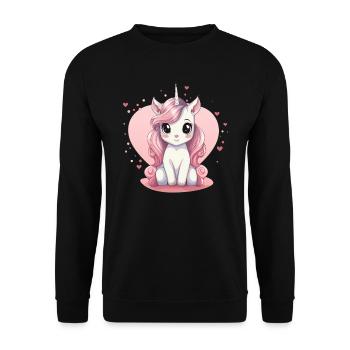 Cute unicorn with heart - Unisex Sweatshirt - black - Front - Alina (178cm) & Michal (187cm)