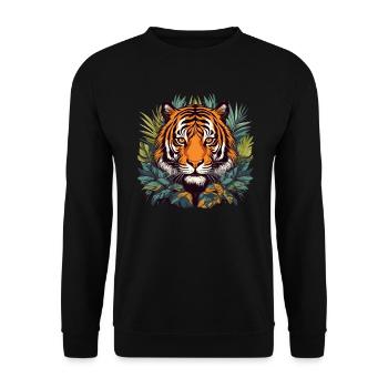 Tiger im Dschungel - Unisex Pullover - Schwarz - Vorne - Alina (178cm) & Michal (187cm)