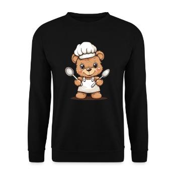 Cooking bear with spoons - Unisex Sweatshirt - black - Front - Alina (178cm) & Michal (187cm)