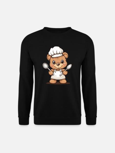 Cooking bear with spoons - Unisex Sweatshirt - black