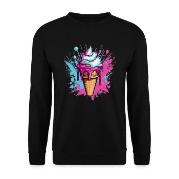 Eiscreme im Pop-Art Style - Unisex Pullover - Schwarz - Vorne - Alina (178cm) & Michal (187cm)