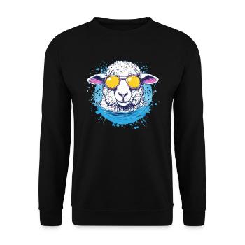 Cooles Schaf mit Sonnenbrille - Unisex Pullover - Schwarz - Vorne - Alina (178cm) & Michal (187cm)