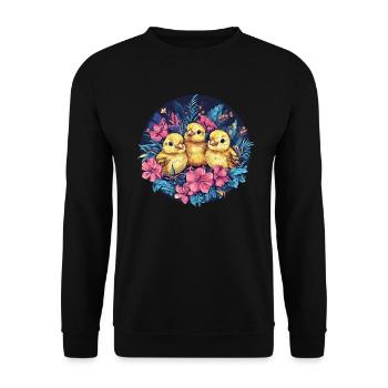 Chicks in the flower nest - Unisex Sweatshirt - black - Front - Alina (178cm) & Michal (187cm)