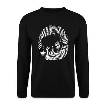 Mammut im Fingerabdruck - Unisex Pullover - Schwarz - Vorne - Alina (178cm) & Michal (187cm)