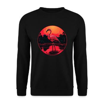 Sunset Flamingo - Unisex Sweatshirt - black - Front - Alina (178cm) & Michal (187cm)