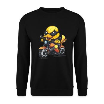 Motorcycle duck with sunglasses - Unisex Sweatshirt - black - Front - Alina (178cm) & Michal (187cm)