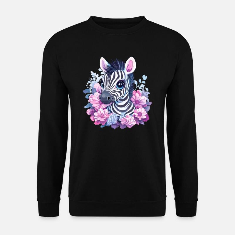 Cute zebra with flowers - Unisex Sweatshirt - black