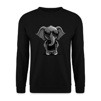 Cooler Elefant mit Sonnenbrille - Unisex Pullover - Schwarz - Vorne - Alina (178cm) & Michal (187cm)