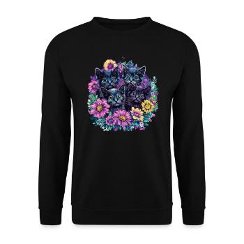 Black kittens with flowers - Unisex Sweatshirt - black - Front - Alina (178cm) & Michal (187cm)