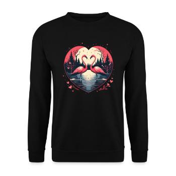Flamingos in heart shape - Unisex Sweatshirt - black - Front - Alina (178cm) & Michal (187cm)