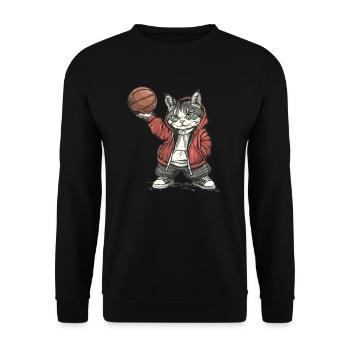 Chat de basket-ball à capuche - Sweat-shirt Unisexe - noir - Devant - Alina (178cm) & Michal (187cm)