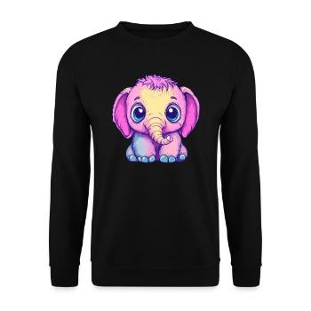 Bunter Baby-Elefant - Unisex Pullover - Schwarz - Vorne - Alina (178cm) & Michal (187cm)