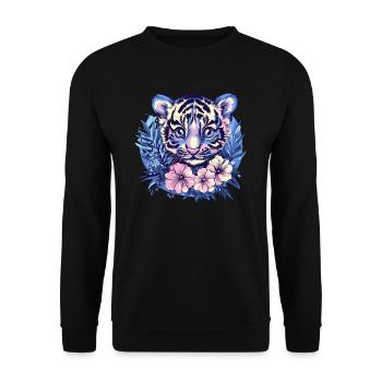 Bébé tigre avec des fleurs - Sweat-shirt Unisexe - noir - Devant - Alina (178cm) & Michal (187cm)