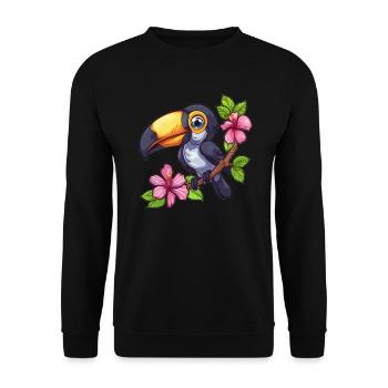 Toucan with hibiscus flowers - Unisex Sweatshirt - black - Front - Alina (178cm) & Michal (187cm)