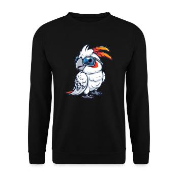 Cockatoo mit Sonnenbrille - Unisex Pullover - Schwarz - Vorne - Alina (178cm) & Michal (187cm)