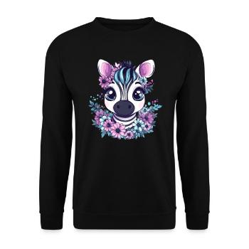 Zebra face with flowers - Unisex Sweatshirt - black - Front - Alina (178cm) & Michal (187cm)