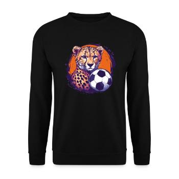 Cheetah with football - Unisex Sweatshirt - black - Front - Alina (178cm) & Michal (187cm)