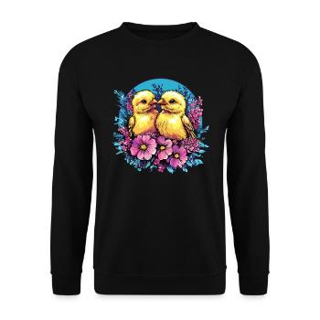 Deux poussins en fleurs - Sweat-shirt Unisexe - noir - Devant - Alina (178cm) & Michal (187cm)