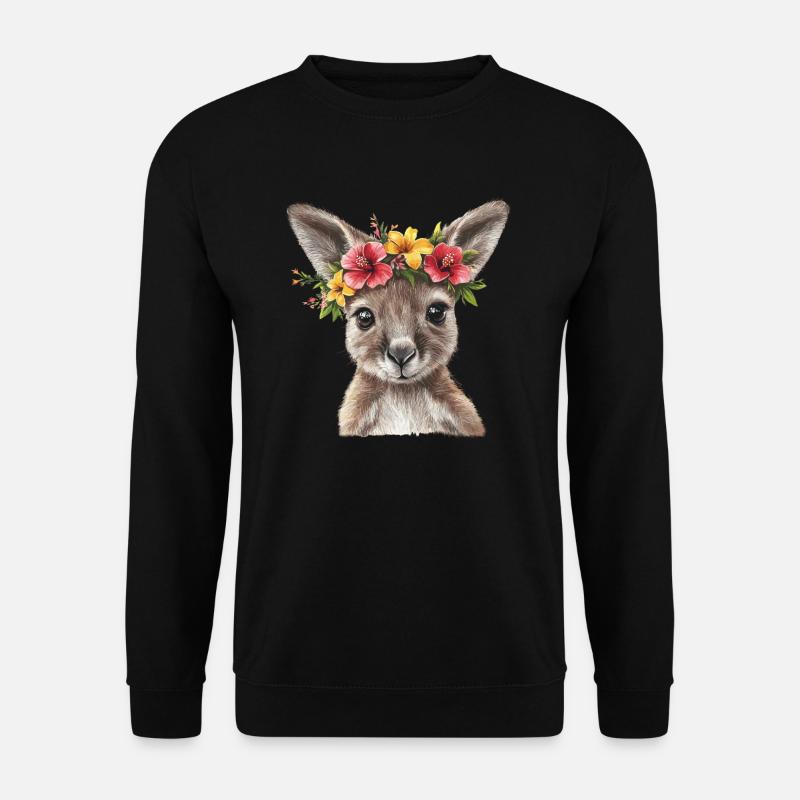 Blumiges Känguru - Unisex Pullover - Schwarz