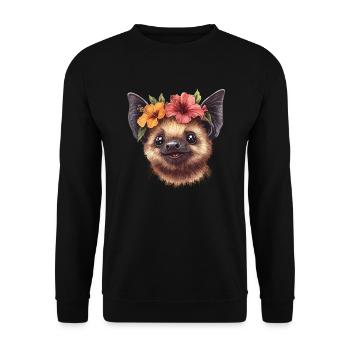 Bat with flowers - Unisex Sweatshirt - black - Front - Alina (178cm) & Michal (187cm)