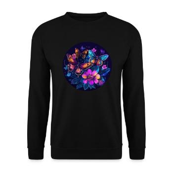 Glowing butterfly language - Unisex Sweatshirt - black - Front - Alina (178cm) & Michal (187cm)